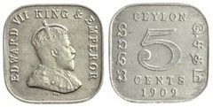 5 центов 1909-1910 - Цейлон