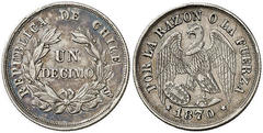 1 децимо 1874-1880 - Чили