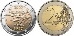 2 евро (90-я годовщина независимости) 2007 - Финляндия